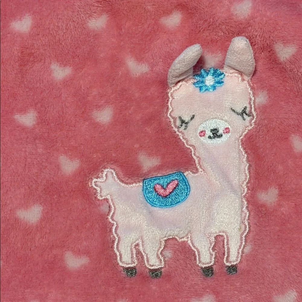 HTF le bebe FAVORITE Pink Llama/Alpaca Heart Baby Blanket/Lovey